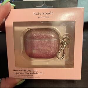 Kate Spade Pink Gold Glitter New AirPods 2021 Case New In Box